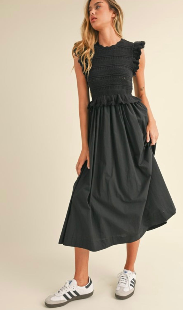 Black Ruffle Sleeve Knit Dress – Garish Gal