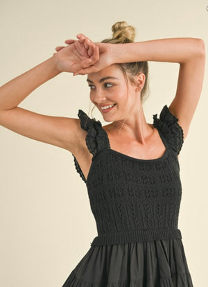 Black Mixed Media Sundress