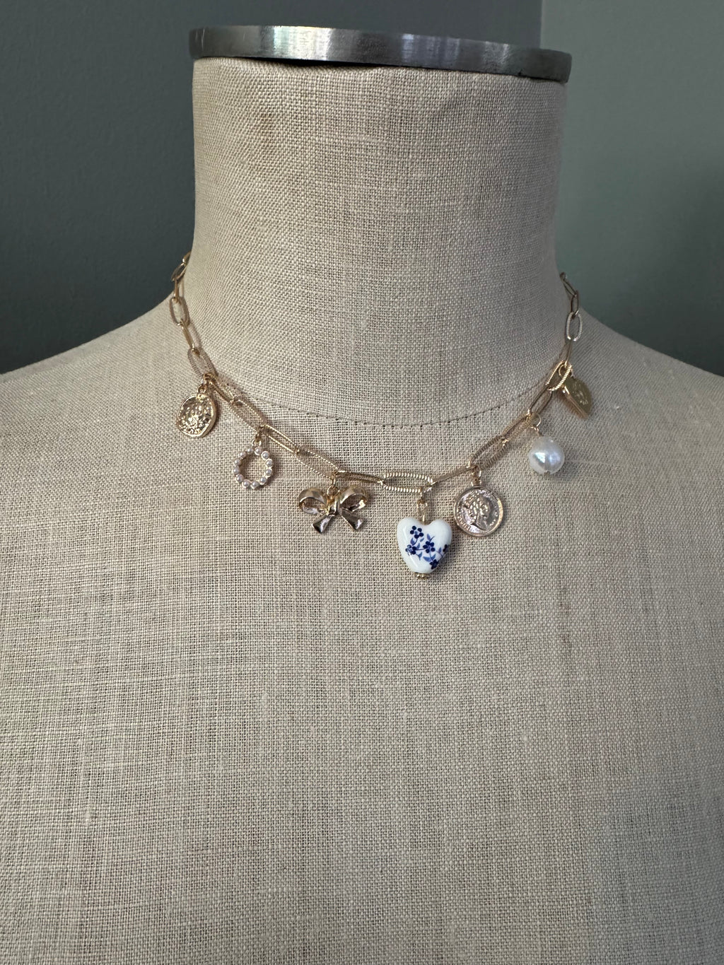 Blue & White Charm Necklace