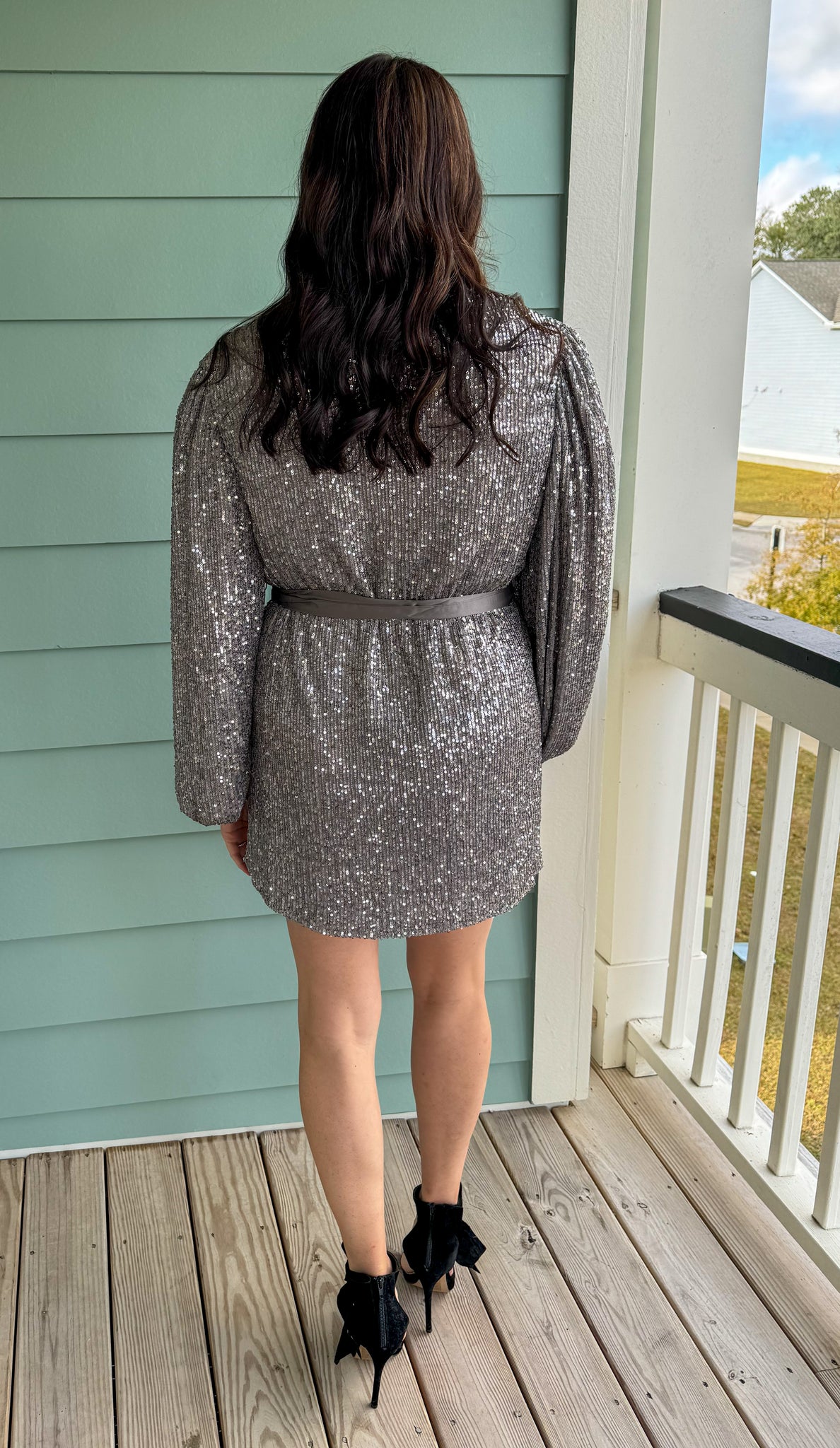sequin wrap dress silver Yours London Women's Plus Size Silver Sequin Embellished Wrap Dress Size 26-28
