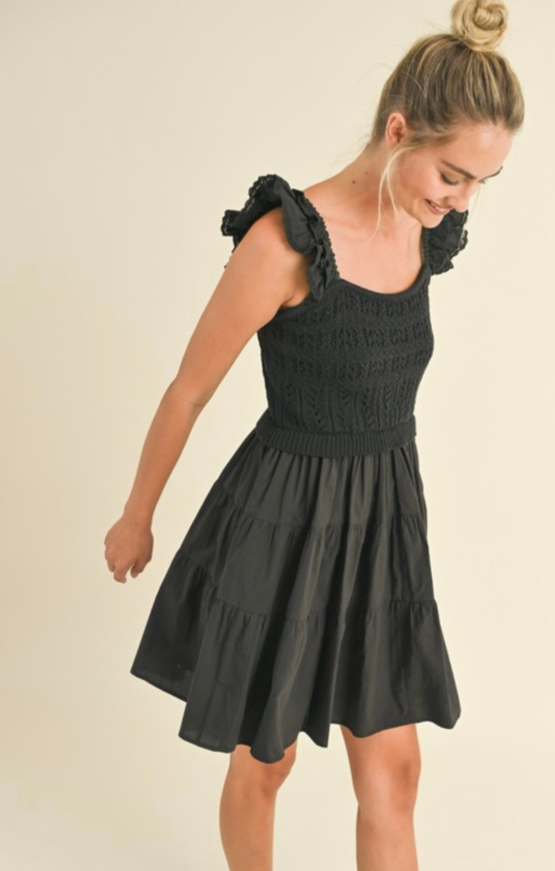 Black Mixed Media Sundress
