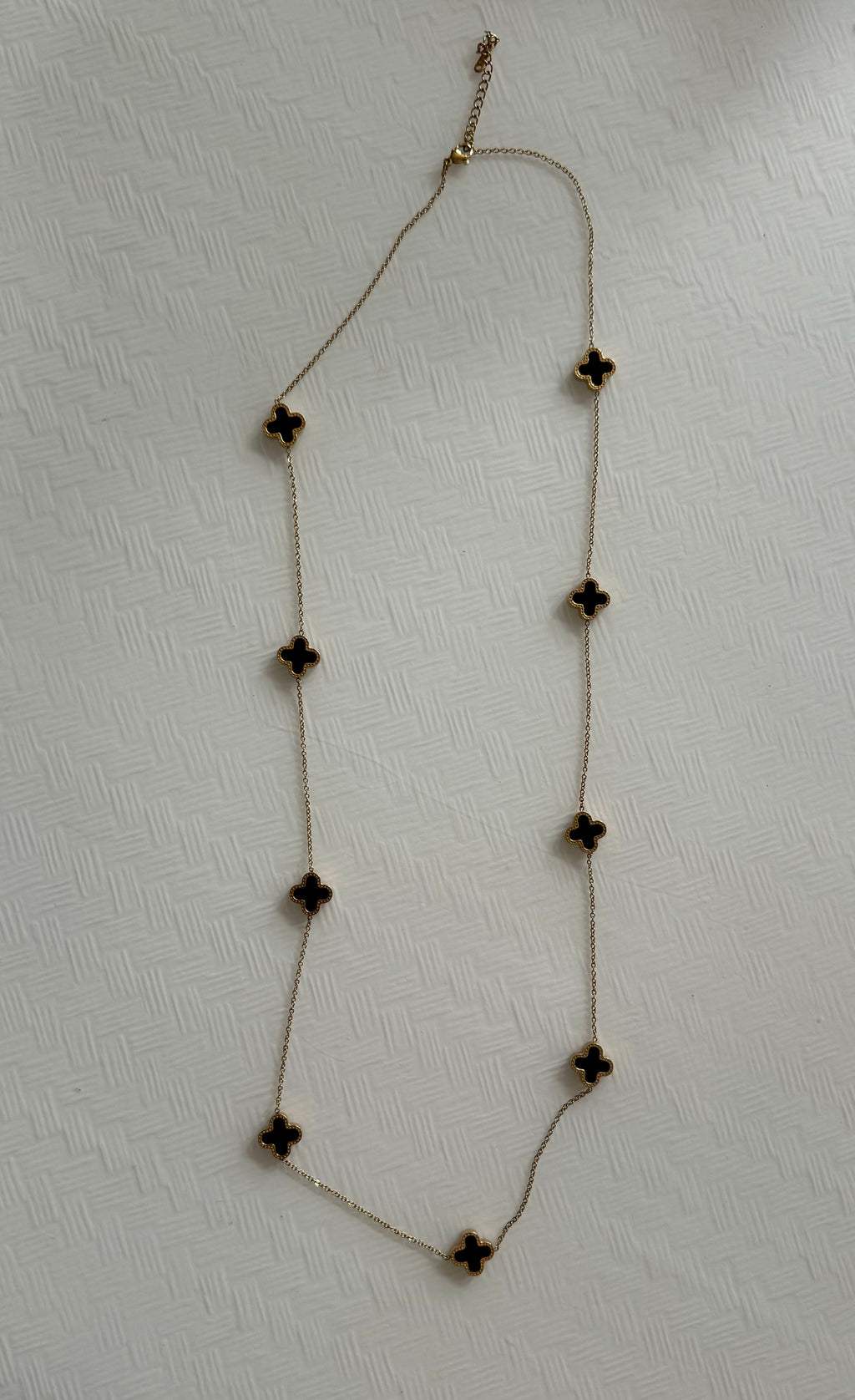 Black & Gold Clover Long Necklace