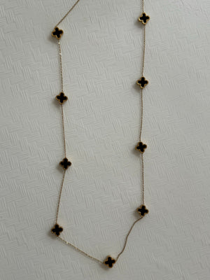 Black & Gold Clover Long Necklace