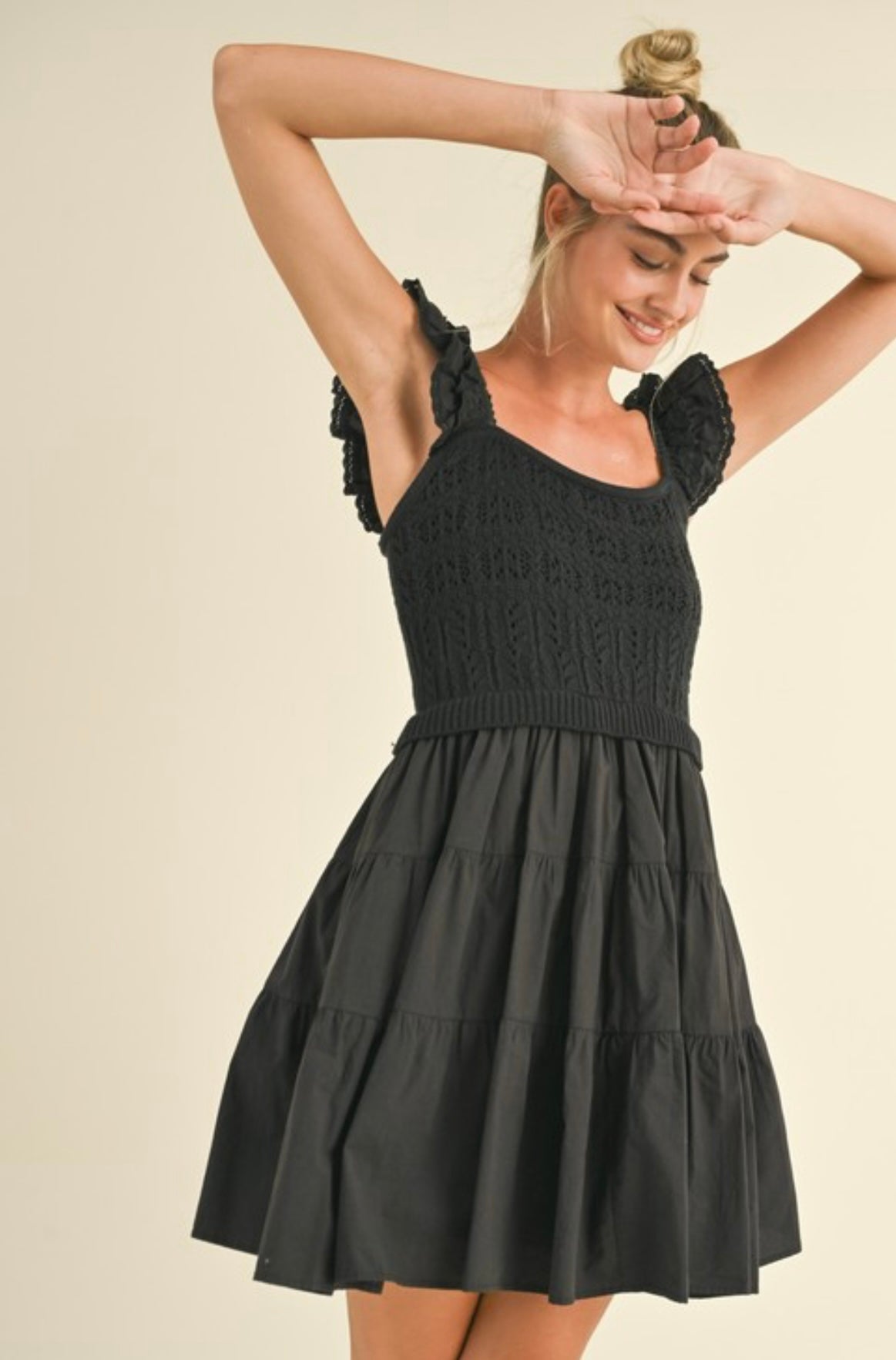 Black Mixed Media Sundress Garish Gal Black Mixed Media Sundress Garish Gal