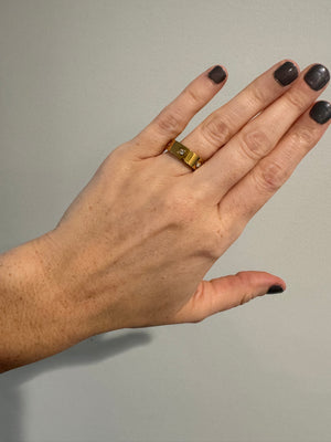 Gold Stainless CZ Ring