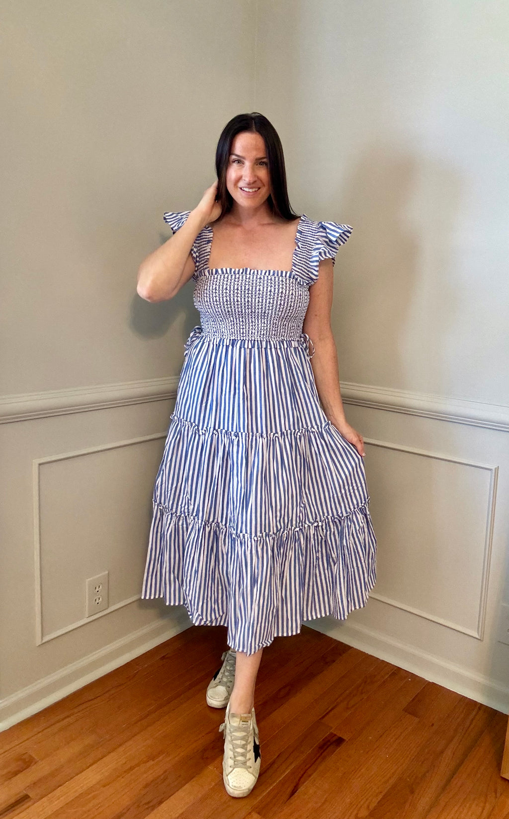 Blue Striped Smock Top Dress