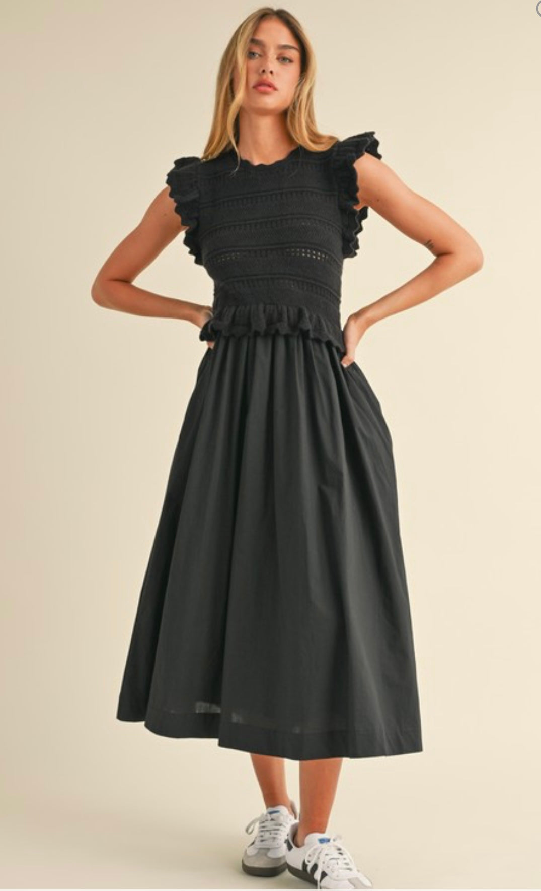 Black Ruffle Sleeve Knit Dress – Garish Gal 