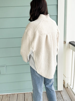 She’s Mixed Up Faux Sherpa Pullover