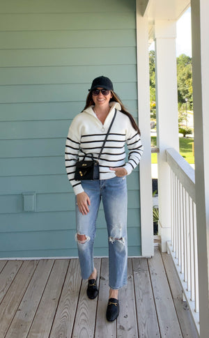 She's Chic Stiped Pullover Sweater
