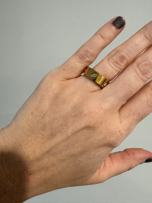 Gold Stainless CZ Ring