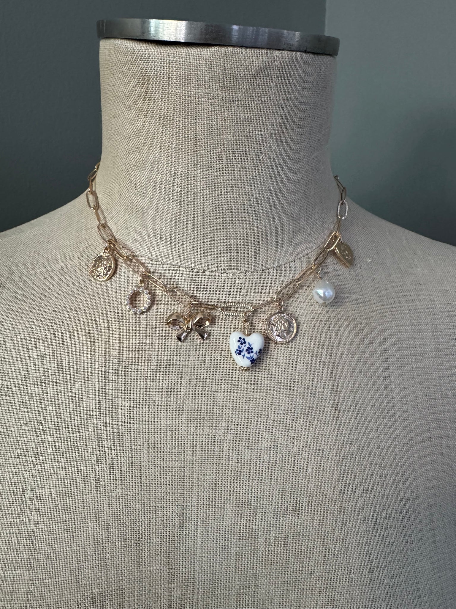 Blue & White Charm Necklace