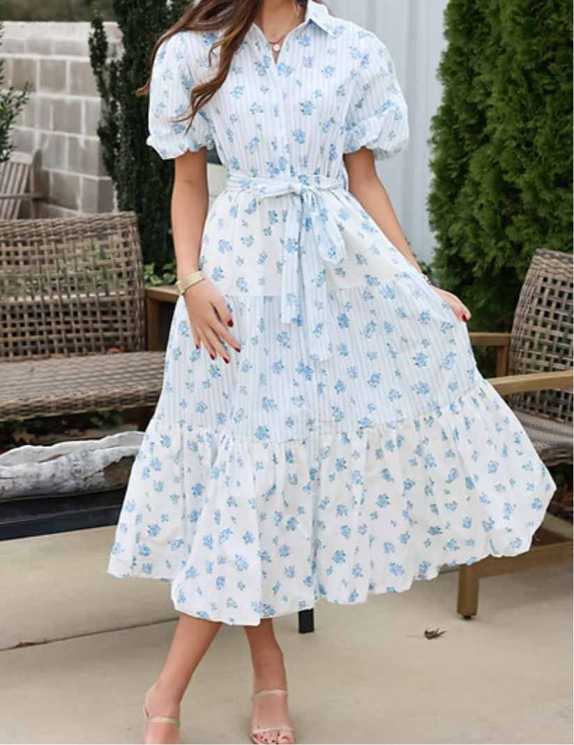 Blue Floral Maxi Dress
