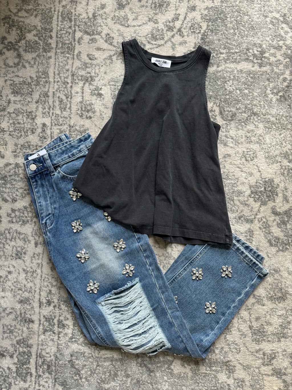Bejeweled Distressed Denim
