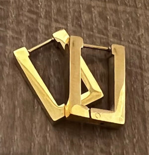 Stainless Gold Rectangle Huggies