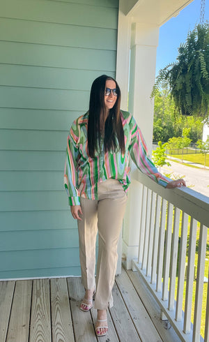 Beige Straight Leg Slacks