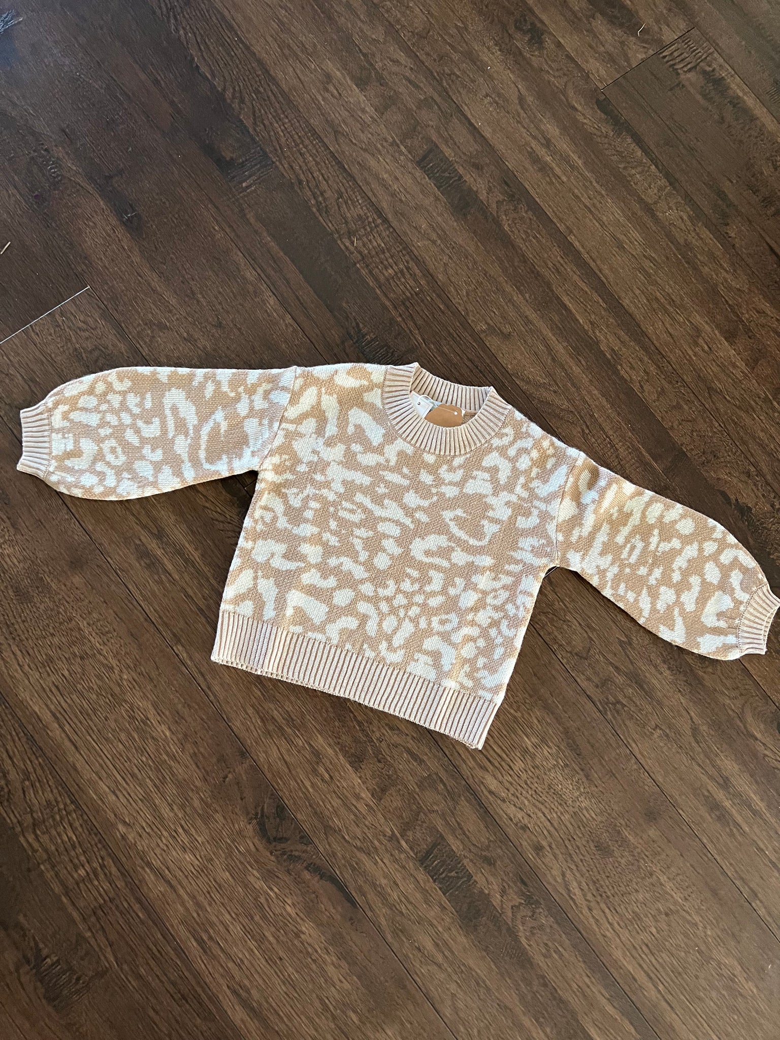 Cheetah Gal Tan Sweater —Little Gals