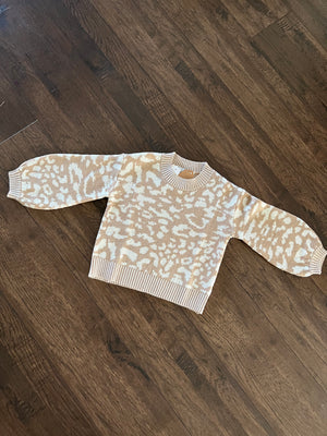 Cheetah Gal Tan Sweater —Little Gals