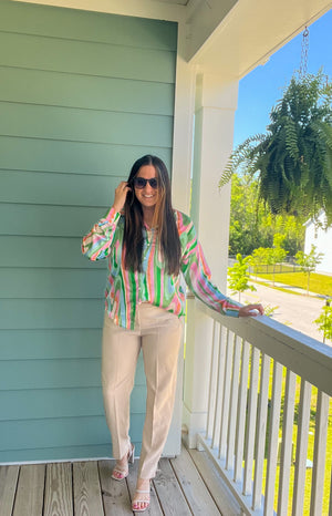 Retro Waves Silky Blouse